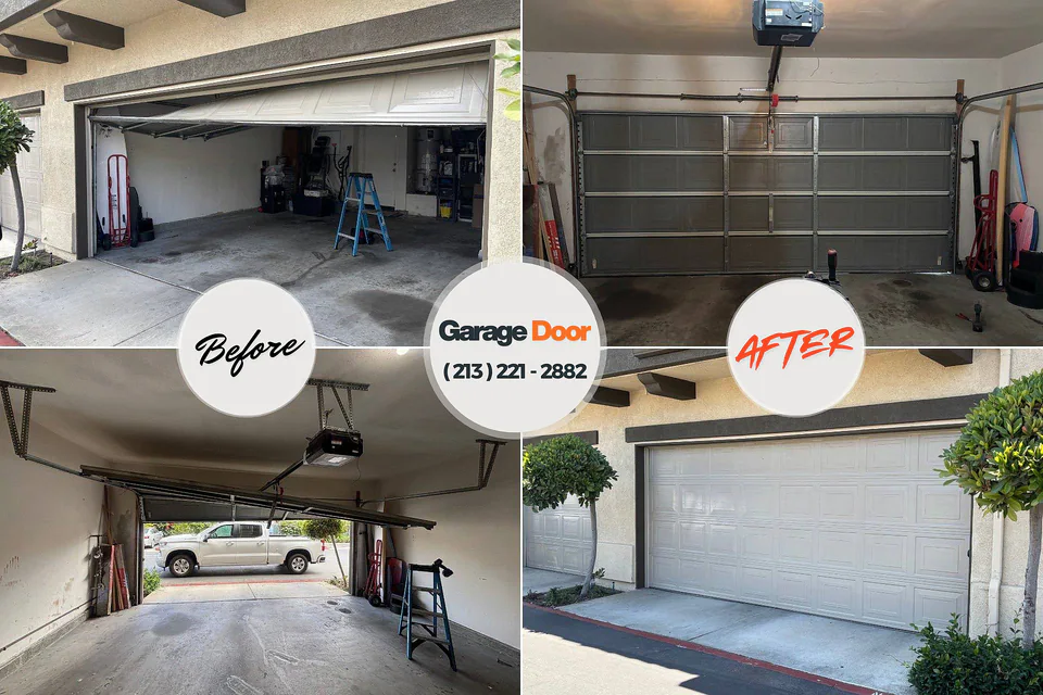 Before and after: garage door repair Rye Brook, NY